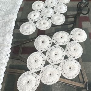 Elegant white hand crocheted set